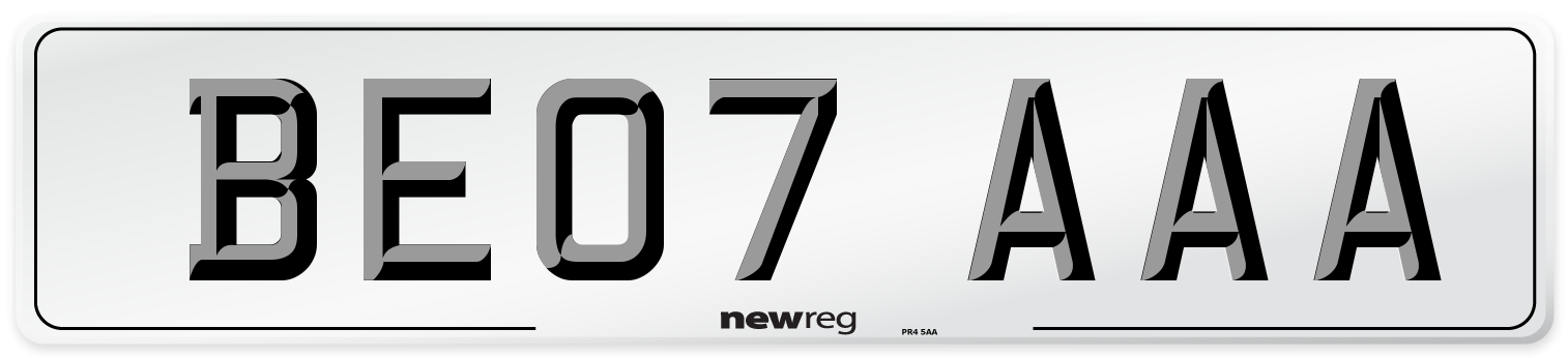 BE07 AAA Number Plate from New Reg